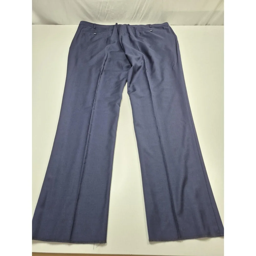 S. Cohen Dress Pants Mens 40x36 Blue Wool Flat Front Unhemmed Formal NWT